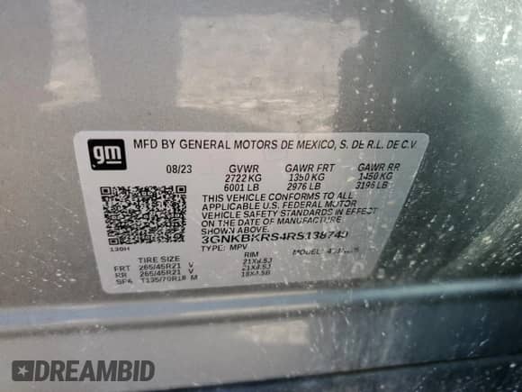 2024 Chevrolet Blazer RS с VIN 3GNKBKRS4RS138740, выставлен на аукционе Copart как лот 80706615 с пробегом 13 298 миль миль и На запчасти • Non repairable. История ставок и продаж доступна на DreamBid. Изображение 13.