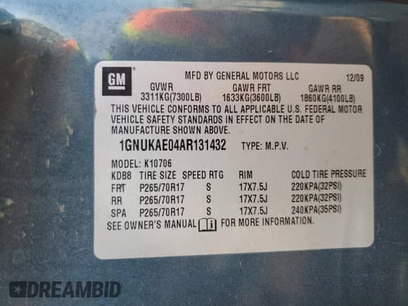 2010 Chevrolet Tahoe Commercial z VIN 1GNUKAE04AR131432, wystawiony jako Copart lot #84500884 z przebiegiem 248 405 mil mil oraz Szkoda całkowita • Salvage title. Historia ofert i sprzedaży dostępna na DreamBid. Obrazek 14.