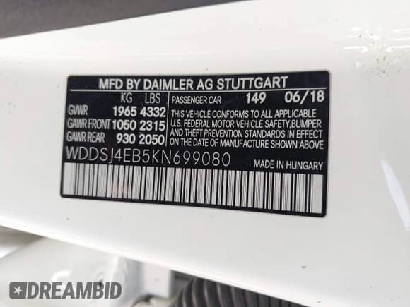 2019 Mercedes-Benz CLA 250 с VIN WDDSJ4EB5KN699080, выставлен на аукционе IAAI как лот 42805818 с пробегом 97 738 миль миль и . История ставок и продаж доступна на DreamBid. Изображение 9.