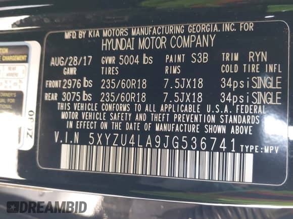 2018 Hyundai Santa Fe 2.0T с VIN 5XYZU4LA9JG536741, выставлен на аукционе IAAI как лот 42160866 с пробегом 86 356 миль миль и . История ставок и продаж доступна на DreamBid. Изображение 9.