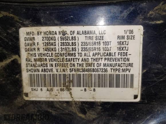 2006 Honda Odyssey EX z VIN 5FNRL38486B067236, wystawiony jako IAAI lot #43292777 z przebiegiem 295 041 mil mil oraz . Historia ofert i sprzedaży dostępna na DreamBid. Obrazek 9.