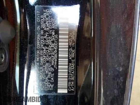 2017 Lexus RC 200t with VIN JTHHA5BC9H5007126, listed as a Copart auction lot 67572015 with 61,233 mi miles and Salvage title. Bid and sale history available at DreamBid. Image 12.