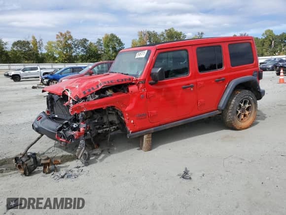 2021 Jeep Wrangler Unlimited Rubicon with VIN 1C4HJXFN5MW709473, listed as a Copart auction lot 85487315 with 38,005 mi miles and Salvage title. Bid and sale history available at DreamBid. Image 1.