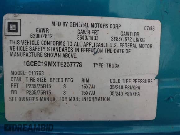 1997 Chevrolet Silverado 1500 with VIN 2GCEK19RXV1115899, listed as a IAAI auction lot 41671682 with 291,289 mi miles and . Bid and sale history available at DreamBid. Image 9.