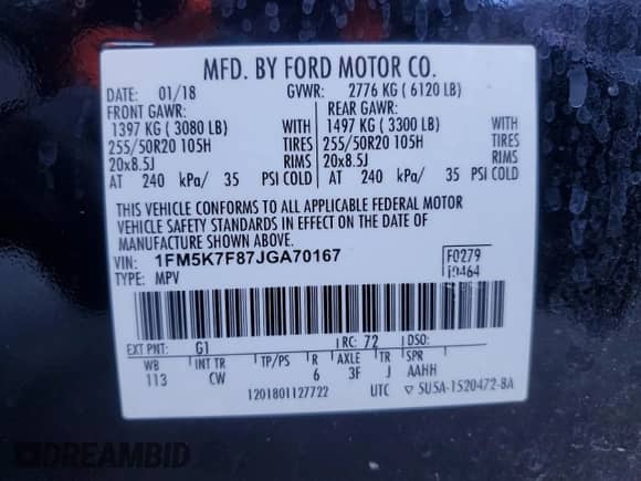 2018 Ford Explorer Limited z VIN 1FM5K7F87JGA70167, wystawiony jako Copart lot #68419525 z przebiegiem 106 969 mil mil oraz Szkoda całkowita • Salvage title. Historia ofert i sprzedaży dostępna na DreamBid. Obrazek 14.