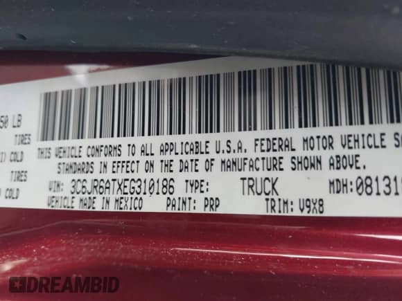 2014 Ram 1500 Express z VIN 3C6JR6ATXEG310186, wystawiony jako IAAI lot #42221601 z przebiegiem 56 684 mil mil oraz . Historia ofert i sprzedaży dostępna na DreamBid. Obrazek 9.