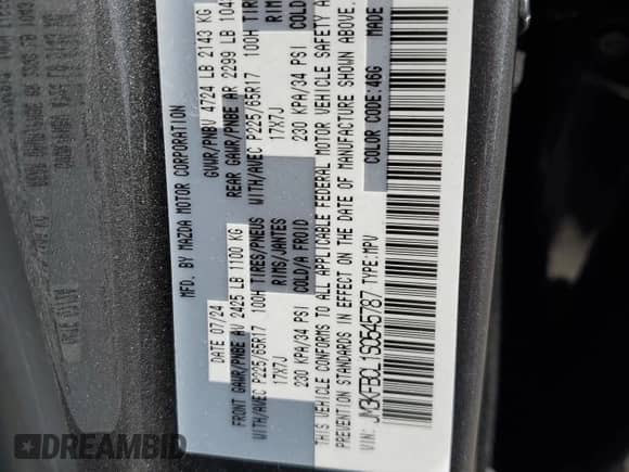 2025 Mazda CX-5 S Preferred z VIN JM3KFBCL1S0545787, wystawiony jako Copart lot #84382885 z przebiegiem 8 786 mil mil oraz Szkoda całkowita • Salvage title. Historia ofert i sprzedaży dostępna na DreamBid. Obrazek 13.