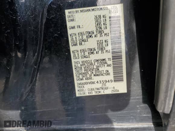 2011 Nissan Frontier SV z VIN 1N6AD0FV0BC435949, wystawiony jako Copart lot #45165135 z przebiegiem 143 209 mil mil oraz Czysty tytuł • Clean title. Historia ofert i sprzedaży dostępna na DreamBid. Obrazek 15.