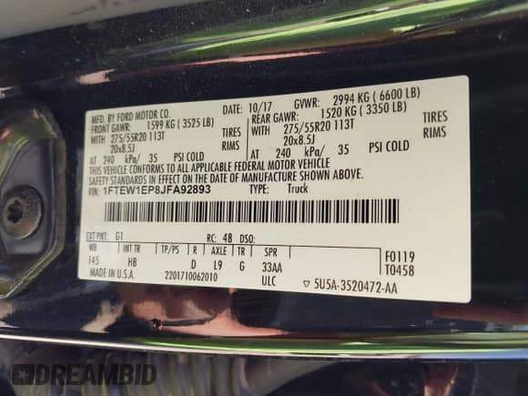 2018 Ford F-150 XL z VIN 1FTEW1EP8JFA92893, wystawiony jako IAAI lot #42305582 z przebiegiem 134 427 mil mil oraz . Historia ofert i sprzedaży dostępna na DreamBid. Obrazek 9.