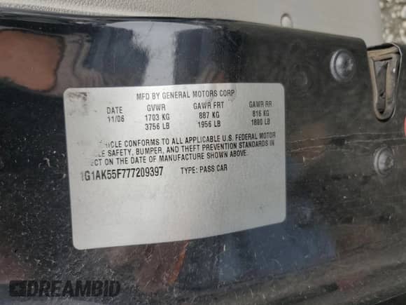 2007 Chevrolet Cobalt LS с VIN 1G1AK55F777209397, выставлен на аукционе Copart как лот 81849915 с пробегом 139 970 миль миль и Списание • Salvage title. История ставок и продаж доступна на DreamBid. Изображение 12.
