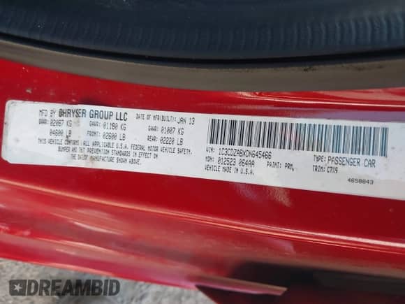 2013 Dodge Avenger SE with VIN 1C3CDZABXDN645466, listed as a IAAI auction lot 43273709 with 136,114 mi miles and . Bid and sale history available at DreamBid. Image 9.