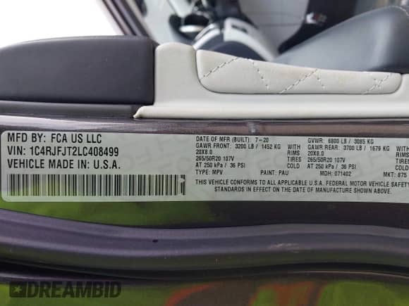 2020 Jeep Grand Cherokee Summit с VIN 1C4RJFJT2LC408499, выставлен на аукционе IAAI как лот 41854021 с пробегом 78 189 миль миль и . История ставок и продаж доступна на DreamBid. Изображение 9.