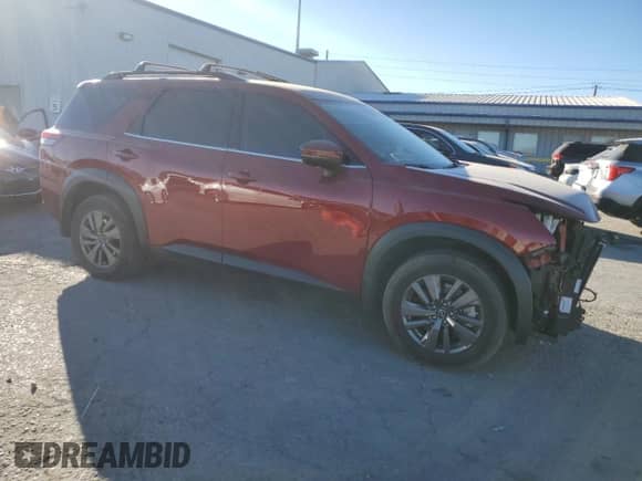 2023 Nissan Pathfinder SV with VIN 5N1DR3BA8PC256051, listed as a Copart auction lot 85950184 with 22,025 mi miles and Salvage title. Bid and sale history available at DreamBid. Image 4.