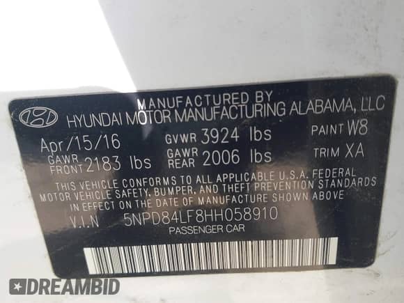 2017 Hyundai Elantra SE z VIN 5NPD84LF8HH058910, wystawiony jako IAAI lot #41938024 z przebiegiem 85 628 mil mil oraz . Historia ofert i sprzedaży dostępna na DreamBid. Obrazek 9.