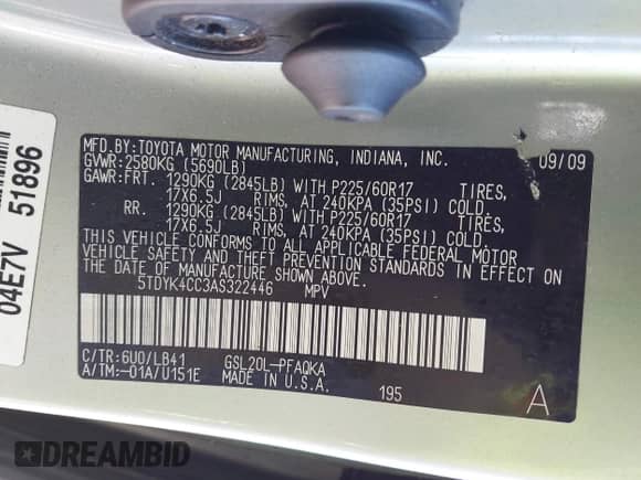 2010 Toyota Sienna XLE с VIN 5TDYK4CC3AS322446, выставлен на аукционе IAAI как лот 40596185 с пробегом Не указан миль и . История ставок и продаж доступна на DreamBid. Изображение 9.