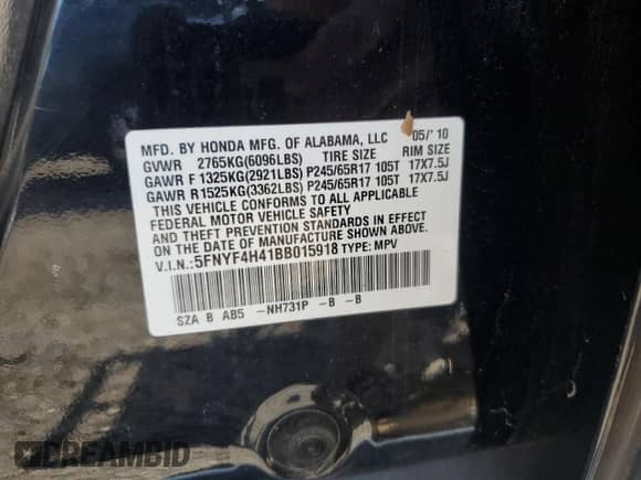 2011 Honda Pilot EX с VIN 5FNYF4H41BB015918, выставлен на аукционе Copart как лот 71769385 с пробегом 220 723 миль миль и Чистый • Clean title. История ставок и продаж доступна на DreamBid. Изображение 13.