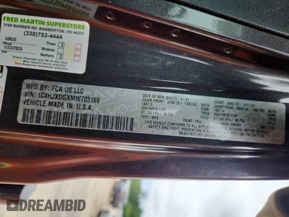 2021 Jeep Wrangler Unlimited 80th Anniversary с VIN 1C4HJXDGXMW703169, выставлен на аукционе Copart как лот 71436955 с пробегом 53 116 миль миль и Чистый • Clean title. История ставок и продаж доступна на DreamBid. Изображение 13.