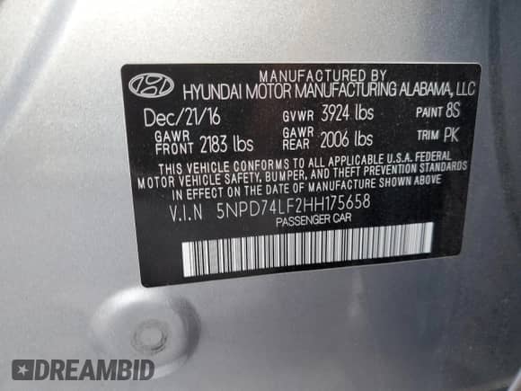 2017 Hyundai Elantra SE с VIN 5NPD74LF2HH175658, выставлен на аукционе Copart как лот 82691175 с пробегом 128 347 миль миль и Списание • Salvage title. История ставок и продаж доступна на DreamBid. Изображение 12.