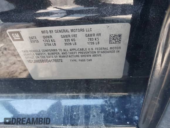 2013 Chevrolet Sonic RS z VIN 1G1JH6SB9D4176972, wystawiony jako IAAI lot #42191316 z przebiegiem 85 102 mil mil oraz . Historia ofert i sprzedaży dostępna na DreamBid. Obrazek 9.