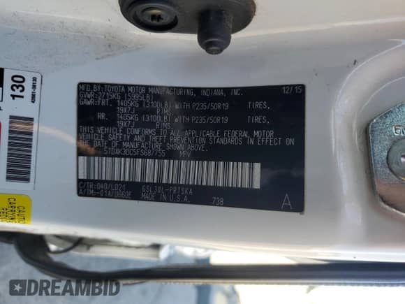 2015 Toyota Sienna SE Premium with VIN 5TDXK3DC5FS687755, listed as a Copart auction lot 86972295 with 228,550 mi miles and Salvage title. Bid and sale history available at DreamBid. Image 14.