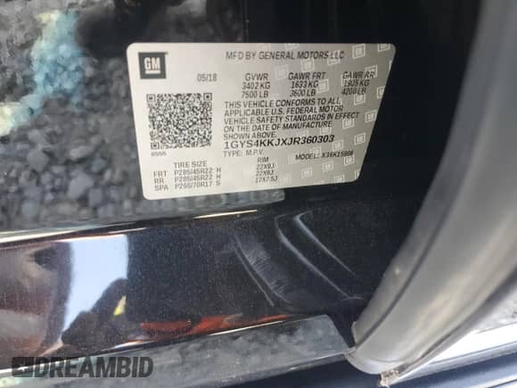 2018 Cadillac Escalade ESV Platinum with VIN 1GYS4KKJXJR360303, listed as a Copart auction lot 54401285 with 94,802 mi miles and Salvage title. Bid and sale history available at DreamBid. Image 14.