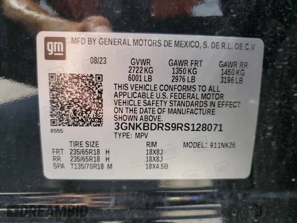 2024 Chevrolet Blazer LT с VIN 3GNKBDRS9RS128071, выставлен на аукционе Copart как лот 63775155 с пробегом 26 123 миль миль и Списание • Salvage title. История ставок и продаж доступна на DreamBid. Изображение 14.