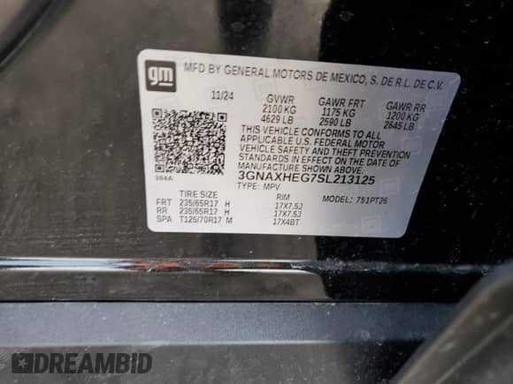 2025 Chevrolet Equinox FWD LT z VIN 3GNAXHEG7SL213125, wystawiony jako Copart lot #44264295 z przebiegiem 3 250 mil mil oraz Szkoda całkowita • Salvage title. Historia ofert i sprzedaży dostępna na DreamBid. Obrazek 12.