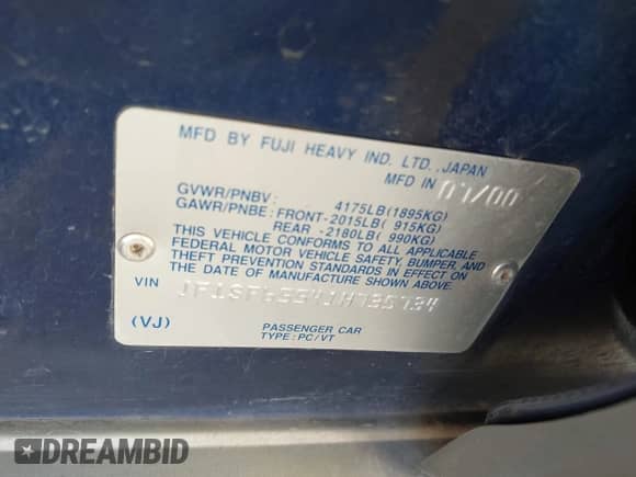 2001 Subaru Forester S with VIN JF1SF65541H735734, listed as a IAAI auction lot 43395053 with 91,700 mi miles and . Bid and sale history available at DreamBid. Image 9.