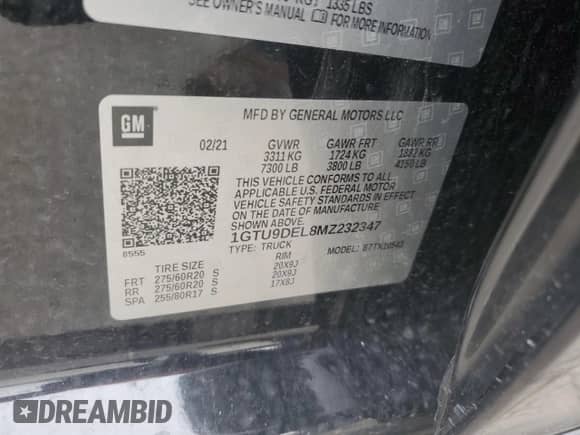 2021 GMC Sierra 1500 SLT с VIN 1GTU9DEL8MZ232347, выставлен на аукционе Copart как лот 55637465 с пробегом 99 081 миль миль и Списание • Salvage title. История ставок и продаж доступна на DreamBid. Изображение 12.