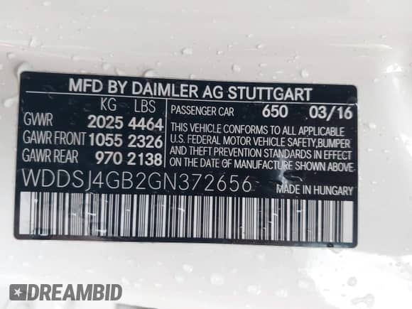 2016 Mercedes-Benz CLA 250 с VIN WDDSJ4GB2GN372656, выставлен на аукционе IAAI как лот 43540594 с пробегом 140 977 миль миль и . История ставок и продаж доступна на DreamBid. Изображение 9.