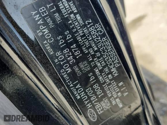 2003 Hyundai Accent GL с VIN KMHCG35C33U258812, выставлен на аукционе Copart как лот 57509245 с пробегом 153 716 миль миль и Списание • Salvage title. История ставок и продаж доступна на DreamBid. Изображение 12.