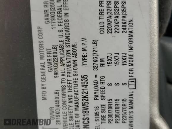 2002 Chevrolet Blazer LS с VIN 1GNCS18W52K214535, выставлен на аукционе Copart как лот 55815465 с пробегом 160 614 миль миль и Списание • Salvage title. История ставок и продаж доступна на DreamBid. Изображение 14.