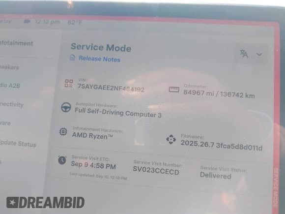 2022 Tesla Model Y Long Range с VIN 7SAYGAEE2NF484192, выставлен на аукционе IAAI как лот 43175031 с пробегом 84 967 миль миль и . История ставок и продаж доступна на DreamBid. Изображение 7.
