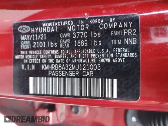 2021 Hyundai Venue SE с VIN KMHRB8A32MU121003, выставлен на аукционе Copart как лот 81081755 с пробегом 31 862 миль миль и Списание • Salvage title. История ставок и продаж доступна на DreamBid. Изображение 13.