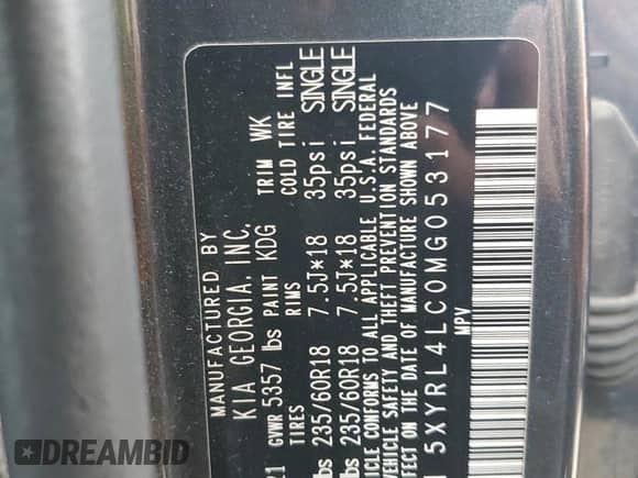 2021 Kia Sorento S with VIN 5XYRL4LC0MG053177, listed as a Copart auction lot 71008045 with 135,642 mi miles and Salvage title. Bid and sale history available at DreamBid. Image 12.