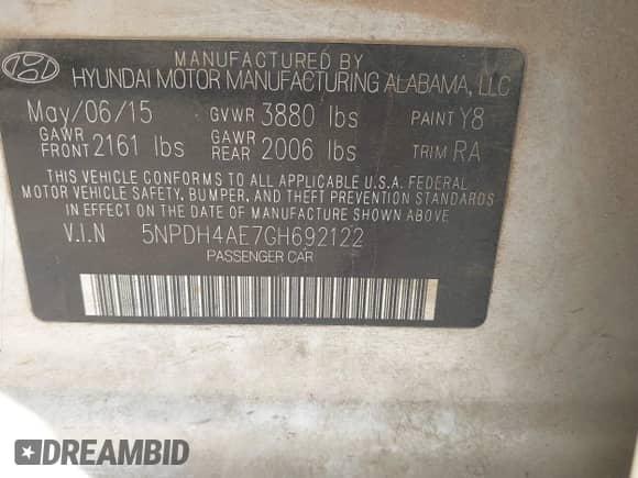 2016 Hyundai Elantra SE с VIN 5NPDH4AE7GH692122, выставлен на аукционе IAAI как лот 43172909 с пробегом 179 494 миль миль и . История ставок и продаж доступна на DreamBid. Изображение 9.