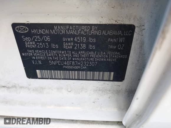 2007 Hyundai Sonata SE с VIN 5NPEU46F87H232307, выставлен на аукционе IAAI как лот 43546679 с пробегом 109 965 миль миль и . История ставок и продаж доступна на DreamBid. Изображение 9.