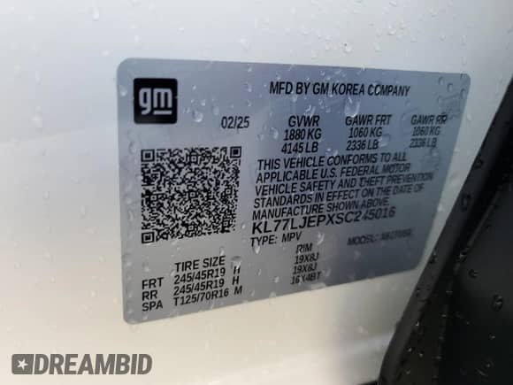 2025 Chevrolet Trax 2RS с VIN KL77LJEPXSC245016, выставлен на аукционе Copart как лот 85124805 с пробегом 10 588 миль миль и Чистый • Clean title. История ставок и продаж доступна на DreamBid. Изображение 14.