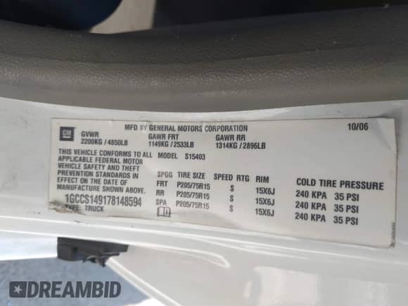 2007 Chevrolet Colorado LS z VIN 1GCCS149178148594, wystawiony jako IAAI lot #42324782 z przebiegiem 162 967 mil mil oraz . Historia ofert i sprzedaży dostępna na DreamBid. Obrazek 9.