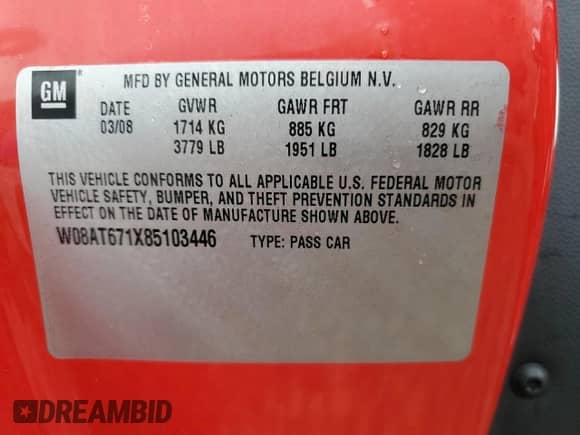 2008 Saturn Astra XR с VIN W08AT671X85103446, выставлен на аукционе Copart как лот 80976094 с пробегом 86 060 миль миль и На запчасти • Non repairable. История ставок и продаж доступна на DreamBid. Изображение 14.