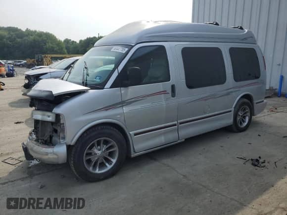 2002 Chevrolet Express with VIN 1GBFG15RX21211713, listed as a Copart auction lot 60447785 with Not provided miles and Salvage title. Bid and sale history available at DreamBid. Image 1.