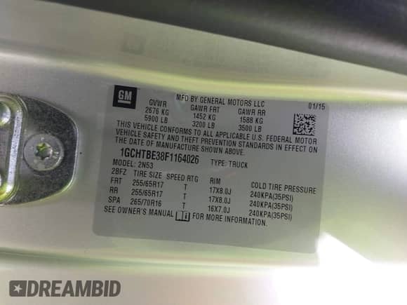 2015 Chevrolet Colorado 4WD LT z VIN 1GCHTBE38F1164026, wystawiony jako IAAI lot #42213134 z przebiegiem 99 118 mil mil oraz . Historia ofert i sprzedaży dostępna na DreamBid. Obrazek 9.