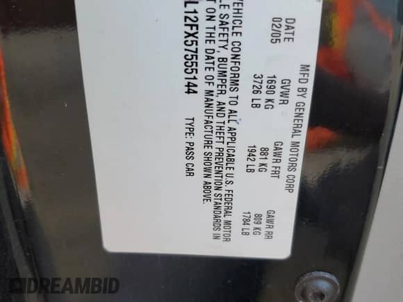 2005 Chevrolet Cobalt LS с VIN 1G1AL12FX57555144, выставлен на аукционе Copart как лот 67907185 с пробегом 46 439 миль миль и Чистый • Clean title. История ставок и продаж доступна на DreamBid. Изображение 12.