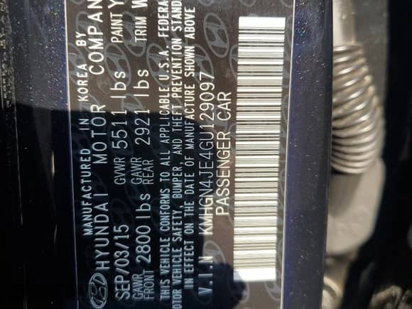 2016 Hyundai Genesis 3.8L с VIN KMHGN4JE4GU129097, выставлен на аукционе Copart как лот 67095095 с пробегом 104 347 миль миль и Списание • Salvage title. История ставок и продаж доступна на DreamBid. Изображение 12.