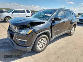 2018 Jeep Compass Sport with VIN 3C4NJCAB7JT500049, listed as a Copart auction lot 83854195 with 89,950 mi miles and Salvage title. Bid and sale history available at DreamBid. Image 1.
