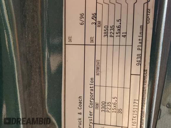 1996 Dodge Cargo with VIN 2B6HB21Y6TK151171, listed as a Copart auction lot 50748345 with 172,966 mi miles and Salvage title. Bid and sale history available at DreamBid. Image 13.