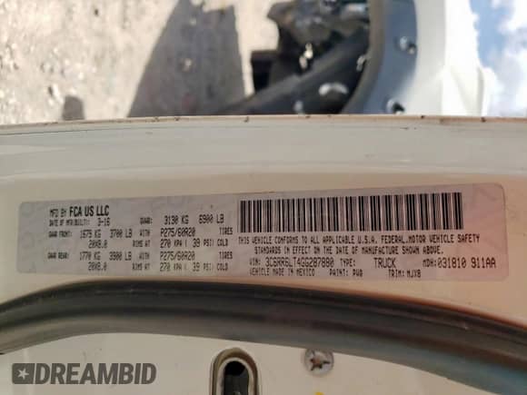 2016 Ram 1500 Lone Star с VIN 3C6RR6LT4GG287880, выставлен на аукционе Copart как лот 62754865 с пробегом 218 615 миль миль и Списание • Salvage title. История ставок и продаж доступна на DreamBid. Изображение 13.