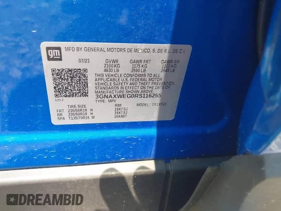 2024 Chevrolet Equinox RS с VIN 3GNAXWEG0RS116255, выставлен на аукционе IAAI как лот 42467129 с пробегом 6 598 миль миль и . История ставок и продаж доступна на DreamBid. Изображение 9.