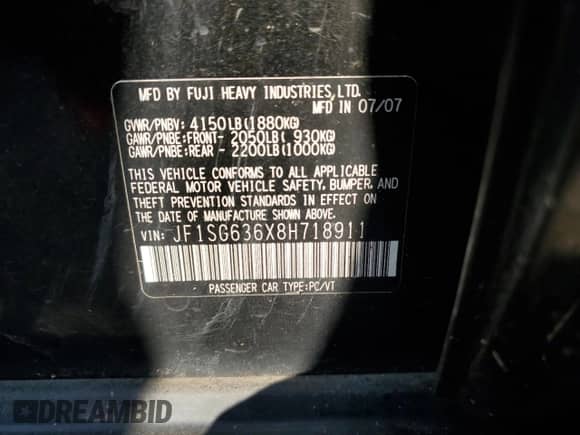 2008 Subaru Forester X with VIN JF1SG636X8H718911, listed as a Copart auction lot 66128345 with 184,404 mi miles and Salvage title. Bid and sale history available at DreamBid. Image 13.