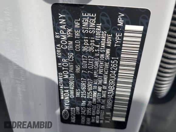 2024 Hyundai Kona SE с VIN KM8HA3AB3RU042651, выставлен на аукционе Copart как лот 69576095 с пробегом 42 854 миль миль и Списание • Salvage title. История ставок и продаж доступна на DreamBid. Изображение 14.